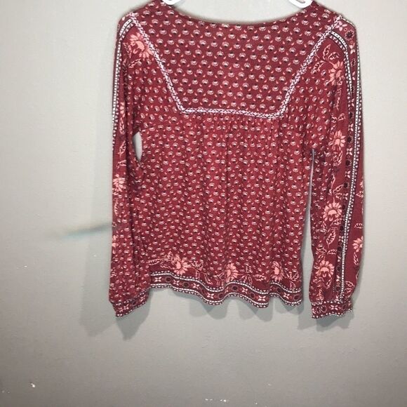 Style & Co Petite Printed Peasant Top women’s size PP - Picture 3 of 5